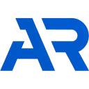Letters AR in a bold blue sans-serif font against a dark background.