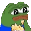 Pepe the Frog eating popcorn while watching events unfold.