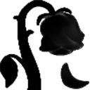 A stylized pixel art black rose flower.