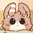 A cute brown creature with large, glossy eyes and pink cheeks peeking out from the ground.