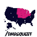 A map of the United States with the Midwest region highlighted in pink and the text /dmrequest below it.