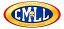 CMLL logo featuring blue and gold text with a small wrestler mask icon in the center.