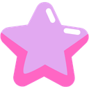 A stylized purple star with a bright pink outline and a small white highlight.