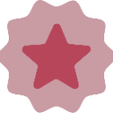 A dark red star centered inside a dark red starburst shape.