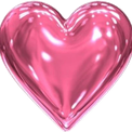 A glossy, 3D pink heart icon with a reflective surface.