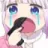 Kanna Kamui crying with blue tears while holding a snack to her mouth.