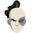 A man with a large scar over his left eye stares forward with a stern and angry expression.