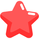 A stylized red star with a white glossy highlight on its top point.