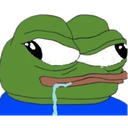 Pepe the Frog looking confused with drool coming from his mouth.
