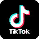 TikTok logo featuring a stylized musical note icon with glitchy blue and pink edges on a black background.