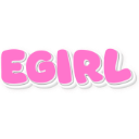 The word EGIRL written in a bubbly pink font with a white outline.