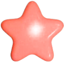 A simple, rounded red star icon with a soft glow.