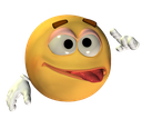 A 3D yellow smiley face with a mischievous expression and tongue sticking out.