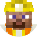 Steve from Minecraft wearing a yellow construction hard hat.