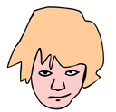 A cartoon face with blonde hair and a skeptical, judgmental expression.