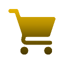 A gold shopping cart icon centered on a black background.