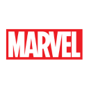 Marvel logo with bold white text inside a red rectangular border.