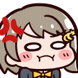 Kasumi Nakasu with a grumpy expression and a red anger symbol on her head.