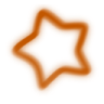 Orange star shape with a pixelated aesthetic.