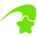 A bright green star shape with a simple, flat design.