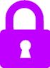 A purple padlock icon with a black keyhole in the center.