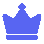 A blue pixelated crown with a purple band.