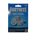 Fortnite V-Bucks gift card shown from multiple angles including front and back.