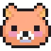 Bear cub with a simple face and pink blushing cheeks in pixel art style.