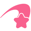 A stylized pink star with a long, flowing tail.