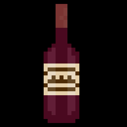 A pixelated bottle of alcohol rotating to show its label.