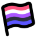 Genderfluid pride flag waving with horizontal stripes of pink, white, purple, black, and blue.