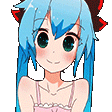 Hatsune Miku with blue hair performs an animated sequence ending in a heart gesture.