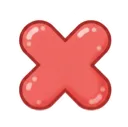 A stylized red X symbol with rounded, bubbly edges.