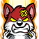 A red fox with glowing yellow eyes and a vein pop symbol on its forehead, showing an intense angry expression.