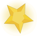 A stylized yellow star with a subtle sheen effect.
