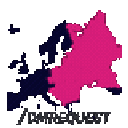 A map of Europe with the eastern region highlighted in bright pink against a dark background.