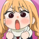 Marin Kitagawa with a shocked, excited expression and blushing cheeks.