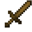 Wooden sword from Minecraft rendered in pixel art style.