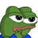 Pepe the Frog with a hand on his chin looking skeptical.