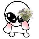 TBH creature holding a bouquet of flowers with a sweet expression.