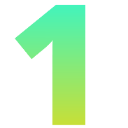 Number one digit with a bright cyan and yellow gradient against a black background.