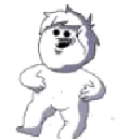 A simple white cartoon character happily slapping its own belly.