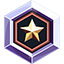 Gold star centered inside a black hexagon with a silver metallic border.