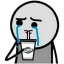 Stick figure crying while drinking from a cup labeled Clorox.