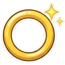 A shiny golden ring with two small white sparkles on the right side.