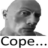 Dwayne Johnson with a raised eyebrow and the word Cope written underneath.