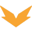 Orange chevron arrow pointing downwards against a black background.