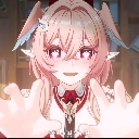 Anime girl with heart-shaped eyes reaching forward with both hands.