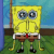 SpongeBob SquarePants standing with a blank, wide-eyed expression next to his pineapple house door.