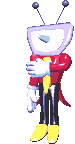 Tenna with a television head performs a formal bow in a three-frame animation.